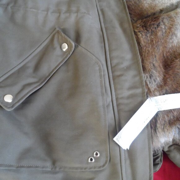 Zara Trafaluc Brown Winter Coat with Faux Fur Hood size-S - Picture 11 of 15